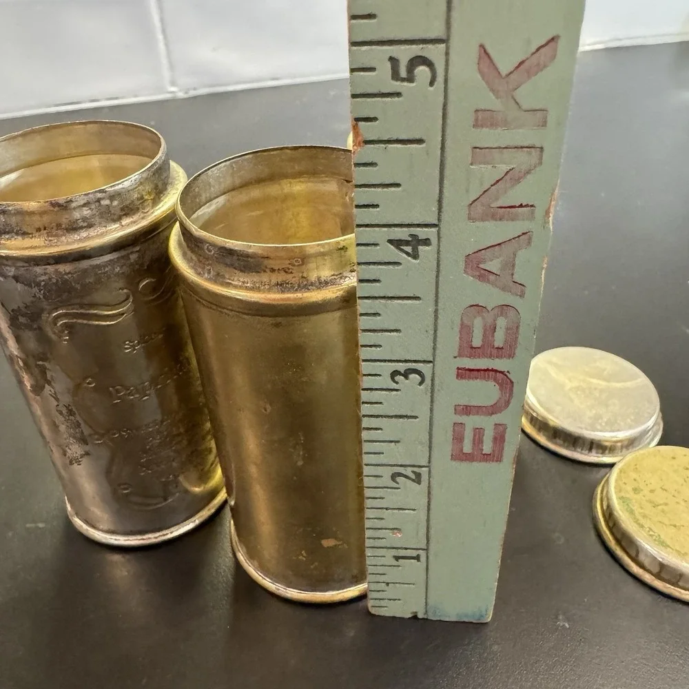 Lot Of 3 Antique  1920's Schilling Spices  Round Metal Tins Only 2‎ Have Lid